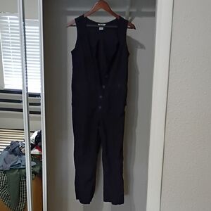 Duluth Trading Black Sleeveless Button-Front Jumpsuit